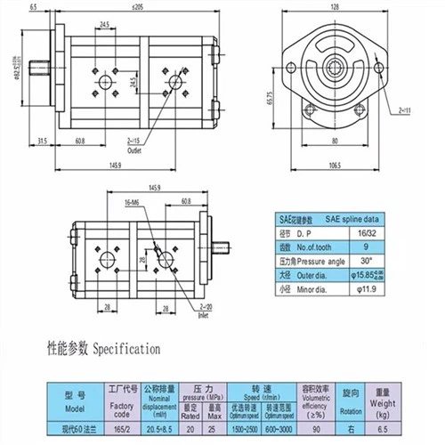 굴착기 부속품 현대 60 플랜지 장치 펌프 유압 다수 단위
